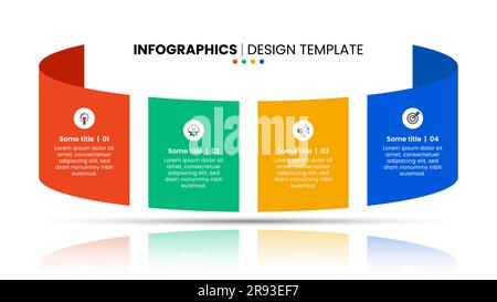 Modèle d'infographie avec icônes et 4 options ou étapes. Peut être utilisé pour la mise en page de flux de travail, le diagramme, la bannière, la conception Web. Illustration vectorielle Illustration de Vecteur