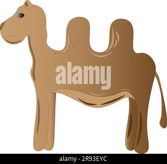 Chameau sur fond blanc, dessin pour enfants. Illustration de Vecteur