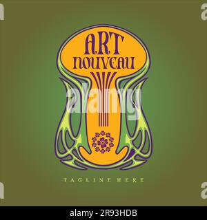 Cadre art nouveau classique arrière-plan logo illustrations illustrations vectorielles pour votre travail logo, t-shirt, autocollants et dessins d'étiquettes, po Illustration de Vecteur