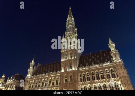 Brabantine Gothic Hotel de ville de Bruxelles / Stadhuis van Brussel (hôtel de ville de Bruxelles) Construit du 1402 au 1454 et conçu par Jacob van Thienen et Jan van Banque D'Images