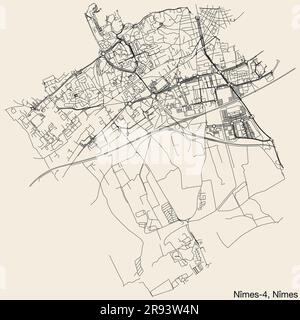 Plan des rues du CANTON DE NÎMES-4, NÎMES Illustration de Vecteur