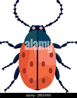 Une coccinelle mignonne sur du blanc Illustration de Vecteur