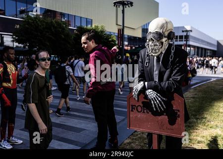 UTRECHT - visiteurs en costume cosplay pendant le Comic con néerlandais dans les Jaarbeurs. Dutch Comic con est un événement annuel consacré aux bandes dessinées, films, séries, jeux vidéo et costumes des personnages de la culture pop. ANP EVA PLEVIER pays-bas sortie - belgique sortie Banque D'Images