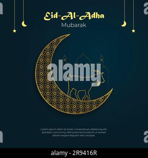 Modèle de bannière pour les médias sociaux du Festival islamique d'Eid Al-Adha Illustration de Vecteur