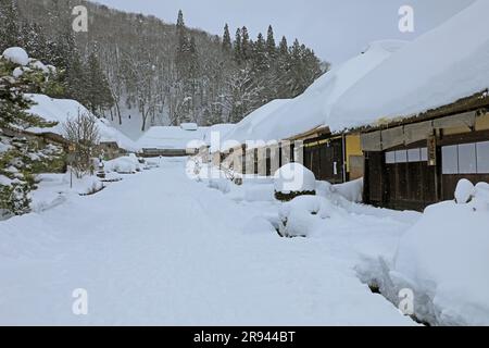 Ouchi-Juku en hiver Banque D'Images