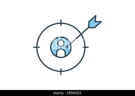 Target market icon. Target and people. icon related to customer target, digital marketing. Flat line icon style design. Simple vector design editable Illustration de Vecteur