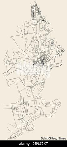 Plan des rues de la COMMUNE DE SAINT-GILLES, NÎMES Illustration de Vecteur