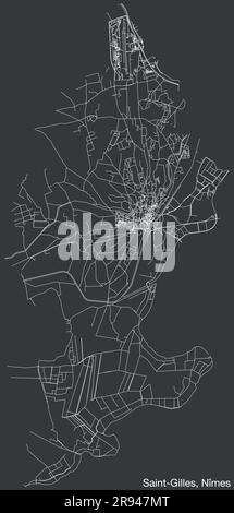 Plan des rues de la COMMUNE DE SAINT-GILLES, NÎMES Illustration de Vecteur