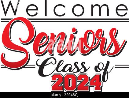 Bienvenue seniors classe de 2024 Varsity bannière rouge Illustration de Vecteur