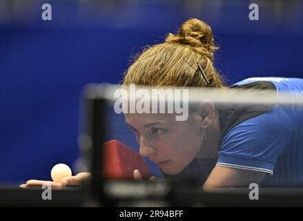 Cracovie, Pologne. 24th juin 2023. Tennis de table. Jeux européens de 2023. Stade Hutnik. Cracovie. Ana Tofant (SLO) lors de l'événement de tennis de table aux Jeux européens de 2023, Cracovie, Pologne. Credit: Sport en images/Alamy Live News Banque D'Images