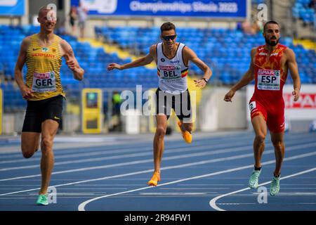 Chorchichow, Pologne. 23rd juin 2023. Dylan Borlee Belge photographiée en action lors des Championnats d'équipe d'athlétisme européen, à Chorchichow, Silésie, Pologne, vendredi 23 juin 2023. Team Belgium est en compétition dans la première division du 23 au 25 juin. BELGA PHOTO THOMAS WINDESTAM crédit: Belga News Agency/Alay Live News Banque D'Images