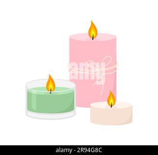 Ensemble de bougies parfumées isolées sur fond blanc. Illustration vectorielle plate Illustration de Vecteur