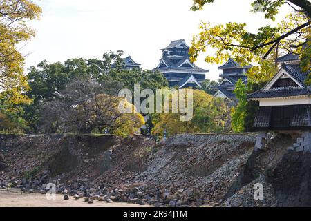 Château de Kumamoto après le tremblement de terre de Kumamoto Banque D'Images