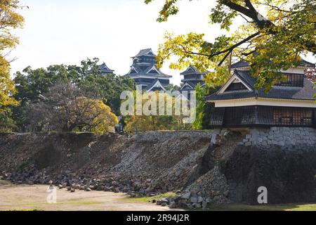 Château de Kumamoto après le tremblement de terre de Kumamoto Banque D'Images