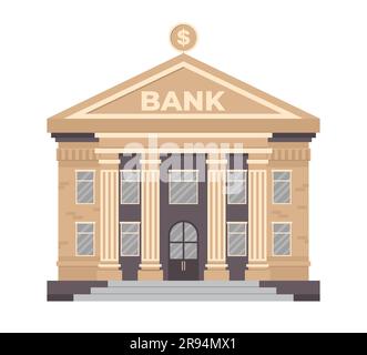 Illustration vectorielle plate d'un bâtiment de banque isolé sur fond blanc Illustration de Vecteur