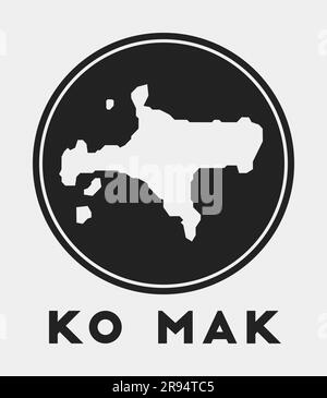 Icône Ko Mak. Logo rond avec plan de l'île et titre. Badge Ko Mak élégant avec carte. Illustration vectorielle. Illustration de Vecteur