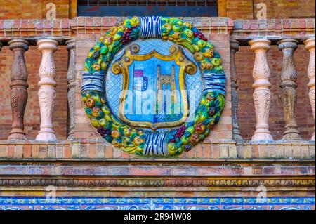 Séville, Espagne - 20 janvier 2023: Plaza de España. Armoiries de Zamora. Banque D'Images