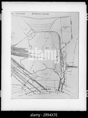 Propriété du terminal de Port Reading Railroad Co. (Plan du site). Négatifs en plaques de verre de la construction et de la réparation de bâtiments, d'installations et de navires au New York Navy Yard. Banque D'Images