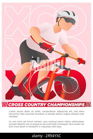 Modèle d'affiche d'événement cycliste cross country XCO illustration vectorielle de style moderne Illustration de Vecteur