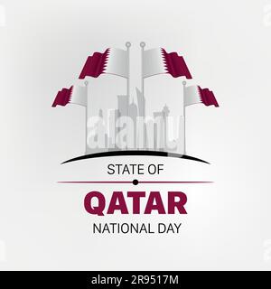 Qatar National Day Greetings logo calligraphie avec couleurs et design traditionnels du Qatar. Illustration vectorielle Illustration de Vecteur