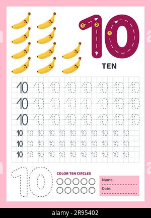 Feuille de suivi des nombres pour les enfants. Tâche graphique. Illustration de Vecteur