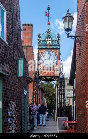 Tour de l'horloge Eastgate dans le centre de Chester, Cheshire, Royaume-Uni Banque D'Images