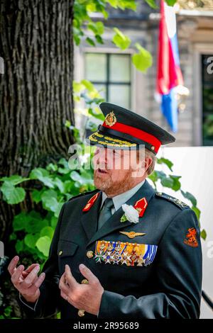 Jan Anthonie Bruijn Président du Sénat et Vera Bergkamp Présidente de la Chambre des représentants le Roi Willem-Alexander et le Premier ministre Rutte assistent à l'édition 19th de la Fête des anciens combattants, dans The Game, pays-Bas sur 24 juin 2023. C'est un hommage à plus de 100 000 anciens combattants hollandais qui ont servi au service de la paix. Photo de Robin Utrecht/ABACAPRESS.COM crédit: Abaca Press/Alay Live News Banque D'Images