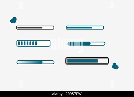 Ensemble d'icônes de progression de la barre de chargement Illustration de Vecteur