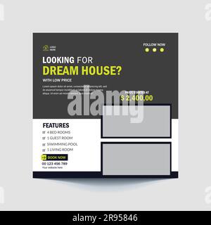 Real Estate social Media Post Template, modifiable Post Template social Media bannières. Illustration de Vecteur