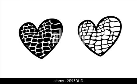 Motif animal crocodile noir coeurs sur fond blanc. Illustration vectorielle Illustration de Vecteur