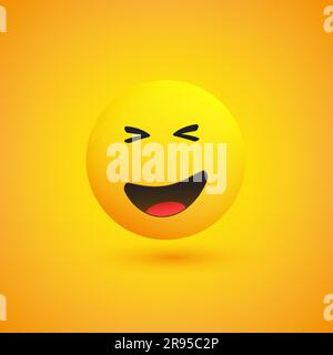 Emoji - Emoticon simple sur fond jaune - Illustration vectorielle Illustration de Vecteur