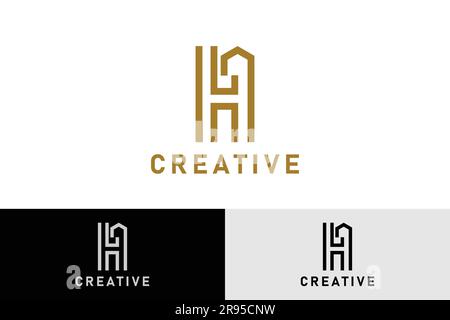 Logo de combinaison d'icônes de maison avec lettre H. lettre initiale H. logo de style monogramme. Logo créatif professionnel. conception simple modifiable Illustration de Vecteur
