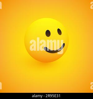 3D visage souriant, vue de côté - Emoticon sur fond jaune, Vector Design Illustration de Vecteur