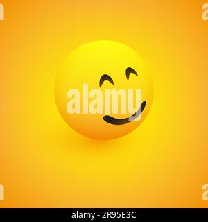 3D visage souriant, vue de côté - Emoticon sur fond jaune, Vector Design Illustration de Vecteur