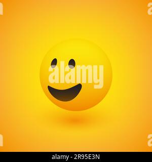 3D visage souriant, vue de côté - Emoticon sur fond jaune, Vector Design Illustration de Vecteur