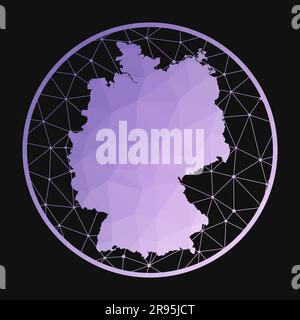 Icône Allemagne. Carte polygonale vectorielle du pays. Icône allemande de style géométrique. La carte de pays avec un dégradé poly bas violet sur fond sombre. Illustration de Vecteur