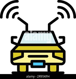 Icône de véhicule autonome. Contour icône de vecteur de véhicule autonome pour la conception de sites Web isolée sur fond blanc plat de couleur Illustration de Vecteur