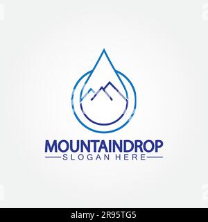 Illustration représentant une goutte d'eau avec logo représentant une montagne pour une illustration de stock commercial de l'eau Illustration de Vecteur