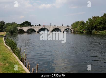 Pont Chertsey, Chertsey, River Thames, Runnymede Borough Council, Surrey, Angleterre, Royaume-Uni Banque D'Images