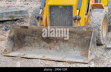 fait partie des machines modernes de pelles hydrauliques jaunes Banque D'Images