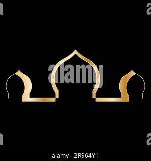 Magnifique dôme islamique dans le Golden gradient Masjid Palace House Bureau bâtiment culte Illustration de Vecteur