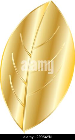 Feuilles florales motif décoratif ornemental avec branches en dégradé doré haut de gamme art vectoriel symétrique Illustration de Vecteur