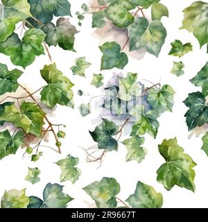 L'usine Ivy est verte. Motif sans couture aquarelle des brindilles. Illustration vectorielle Illustration de Vecteur