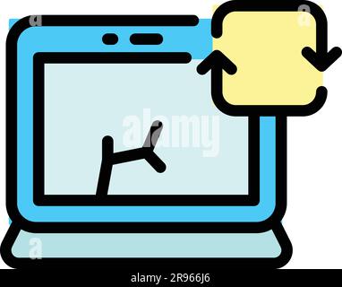 Icône de mise à niveau de l'ordinateur. Mise à niveau de contour icône de vecteur d'ordinateur pour la conception Web isolée sur fond blanc plat de couleur Illustration de Vecteur