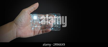 Carte d'identité numérique, identification électronique. carte à puce e-ID, sur la main d'un homme. Une solution numérique pour la preuve d'identité. Technologie et affaires Banque D'Images