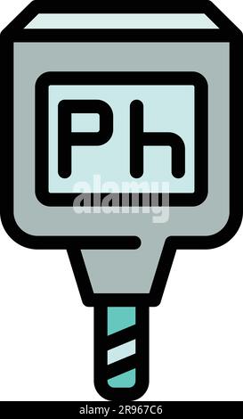 Icône de l'équipement de pH. Outline pH Equipment Vector Icon for web design isolé sur fond blanc couleur plate Illustration de Vecteur