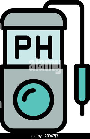 Icône pH-mètre chimique. Outline Chemical ph meter Vector Icon for web design isolé sur fond blanc couleur plate Illustration de Vecteur