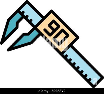 Icône d'affichage du micromètre numérique. Contour micromètre numérique affiche l'icône vectorielle pour la conception de sites Web isolée sur fond blanc plat couleur Illustration de Vecteur