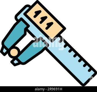 Icône d'échelle de micromètre numérique. Contour micromètre numérique icône de vecteur d'échelle pour la conception de bande isolée sur fond blanc plat couleur Illustration de Vecteur