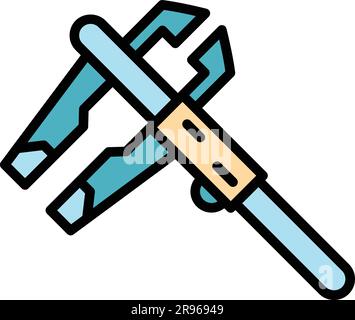 Icône de travail du micromètre numérique. Contour micromètre numérique icône de vecteur de travail pour conception de bande isolée sur fond blanc plat couleur Illustration de Vecteur